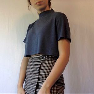 Mock Neck Crop Top in Blue